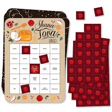 Rosh Hashanah Bingo Cards And Markers Jewish New Year Bingo Game Set Of 18 Bigdotofhappiness Com
