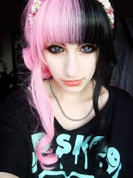 Black And Pink Two Toned Elegance Emo Hair Girl Hairstyles Hair Styles