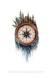 Compass Wall Art Print Tattoo Art Compass Print Tattoo Wall Compass Wall Art Nature Tattoos Paintings Art Prints