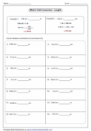 Metric Unit Conversion Worksheets