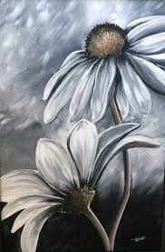 Abstract Black And White Flower Painting Black And White Acrylic Painting By Trish Jones Simple Acrylic Paintings Flower Painting Meaningful Paintings