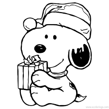 Charlie brown snoopy christmas coloring pages coloring home. Charlie Brown Christmas Coloring Pages Snoopy With Christmas Gift Xcolorings Com