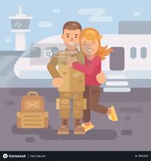 Premium Soldier Coming Home From Deployment Illustration Download In Png Vector Format Flat Illustration Illustration Military Illustration