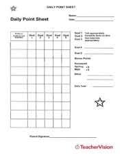 daily point chart teachervision