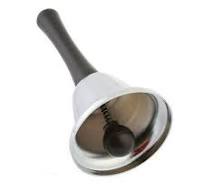 AUDeals Hand Bell Silver Steel Bell Ringing Bell with Handle Dinner Bells  for Inside Classroom Bell for Food Line Alarm Ringing Silver