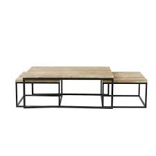 Tables Gigognes Indus En Sapin Massif Et Metal Long Island Maisons Du Monde Table De Salon Tables Gigognes Table Basse