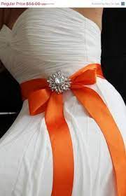 Only 1 available and it's in 1 person's cart. White Wedding Dress With Orange Bow And Diamond Broach Accent Beautiful Fall Orange Orangewedding Orange Wedding Themes Bridal Belt Bridesmaid Belt