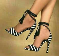 Black And White Striped Shoes Heels Black White Striped Sandals Heels High Heels Shoes