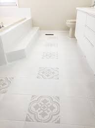 How I Painted And Stenciled My Old Outdated Tile Floor Tile Floor Painting Tile Floors Flooring