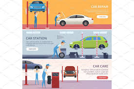 Car Service Banners Mechanic Car Advertising Design Car Care Car Station