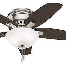 Guaranteed low prices on modern lighting, fans, furniture and decor + free shipping on orders over {fan body and blade finish=oil rubbed bronze with taupe:paaaaaeiifhlcbcl_alt02, fan body and blade finish=brushed nickel with silver. Hunter Fan 42 Hugger Ceiling Fan In Brushed Nickel With Cased White Glass Light Kit 5 Blade Renewed Amazon Com