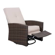 Outsunny Rattan Wicker Swivel Rocking Outdoor Recliner Lounge Chair Rattan Reclining Deck Chair Rattan Furniture Aosom Outdoor Recliner Wicker Patio Chairs Outdoor Chair Cushions