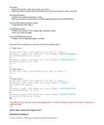 Maybe you would like to learn more about one of these? Solved Program Set 2 10 Points Credit Card Number Valida Chegg Com