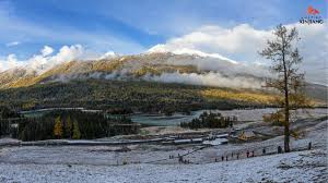 Live Beautiful Snow Scenery From The Fairy Bay In Kanas Lake Ep 4 Cgtn Especially after all the nights you've spent baking christmas fill your background with fresh pine, red bows, and a light dusting of artificial snow. fairy bay in kanas lake ep 4