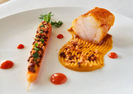 Lotte Petit Bateau Laquee Au Jus De Carotte Curcuma Frais Grosse Carotte Biologique Confite Chorizo Iberique Arts Gastronomie Gastronomie Recette Gastronomique Jus Carotte