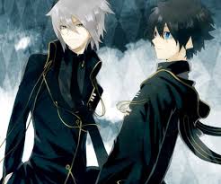 Awesome Looking Anime White And Black Male Characters Blue Anime Handsome Anime Guys Boy With White Hair
