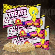 Happy Birthday Rice Krispie Treats Tweety Bird Cartoon Party Rice Krispies Treat Wrappers Happy Birthday Parties Bird Birthday Yummy Gifts