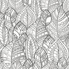 Abstract eco green leaf icon vector. Seamless Pattern Of Leaves Drawn By Hand In Zentangl Style Monochrome Range Abstract Coloring Pages Leaf Drawing Coloring Pages
