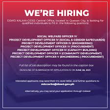 Maybe you would like to learn more about one of these? Dswd Kalahi Cidss We Re Looking For Qualified Individuals To Join Our Team For The Full List Of Job Description You May Check The Following Links Social Welfare Officer Iv Https Ph Indeed Com Job Social Welfare Officer Iv Project Development
