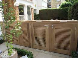 poubelle cahe ecran visuel amenagement paysager paysagiste paysagemnt jardin landscape trash meuble rangement exterieur rangement exterieur jardin de devant