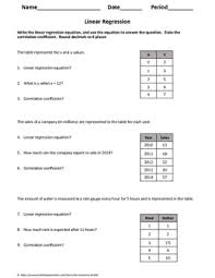 Algebra 1 Worksheet Linear Regression By My Geometry World Tpt