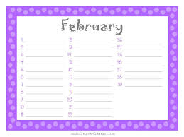 Free Printable Birthday Calendar Template