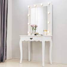 Keona white vanity with stool cb furniture. Zimtown White Vanity Set Makeup Dressing Table With 10 Warm Led Lights Makeup Mirror Drawer For Bedroom White Walmart Com Walmart Com