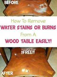 How To Remove Water Stains Or Burns From A Wood Table Easily Remove Water Stains Water Stain On Wood House Cleaning Tips
