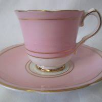 The gold handle on the cup is very pretty. Beautiful Pink Demitasse Tea Cup And Saucer Rose Floral Inside And Center Of Plate Gladstone England Fine Bone China Carol S True Vintage And Antiques