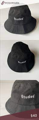 Etudes Black Bucket Hat Unisex Etudes Studio Black Bucket Hat Black Bucket Black
