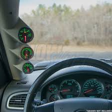 This dual gauge pillar pod from autometer is taupe in color and has a factory fit and finish. Glowshift Gs 343t 1998 2002 Dodge Ram Tan Triple Pillar Pod With Speaker Cut Out Concept Z Performance