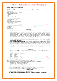 NCERT SOLUTIONS FOR CLASS 8 GEOGRAPHY CHAPTER 1: RESOURCES - Swastik  Classes |