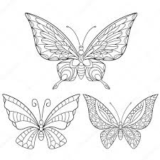 Zentangle Gestileerde Collectie Van Drie Vlinders Stockvector C Sybirko 99574290
