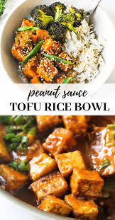 Peanut Sauce Tofu And Broccoli Rice Bowls The Twin Cooking Project By Sheenam Muskaan Recipe In 2020 Peanut Sauce Tofu Tofu Recipes Easy Baked Tofu