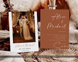 Terracotta Wedding Invitation Template With Photo, Printable Burnt Orange  Wedding Invitation With Picture, Modern Minimalist Boho Rustic, T1