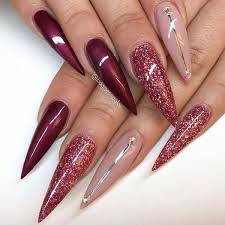 Burgundy flower nail art, red flower nail tutorial with. Acrylic Nails Maroon New Expression Nails