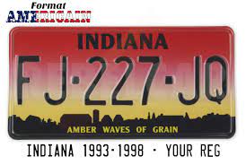 Mar 10, 2020 · vehicle owners must apply for an indiana dmv license plate through the state's bureau of motor vehicles (bmv) soon after purchasing a new or used vehicle. Indiana Amber Waves Of Grain Us Usa License Plate Number Plate Embossed Custom