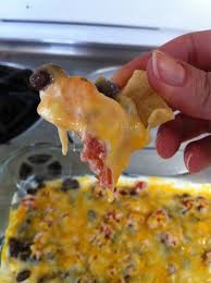 Black Bean Dip With Cream Cheese Rotel Razorback Layer Dip Cream Cheese Black Beans Rotel And Cheddar Recipes Food Mexican Food Recipes