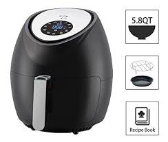 5 8 Quart Digital Xl Air Fryer With 7 Cooking Settings 2 Piece Accessory Set Recipe Book Black By Chew Fun Air Fryer Recipe Book Power Air Fryer Xl