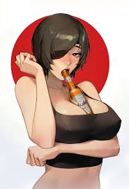 Rule 34 - 1girls Asahi Breweries Beer Big Breasts Blush Chainsaw Man  Cleavage Drinking Drunk Eyepatch Female Female Only Himeno (chainsaw Man)  Huge Breasts Japan Flag Japanese Japanese Flag Light-skinned Female Limart