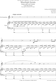 2 sheet music notes that was written for piano solo and includes 4 page(s). Op 27 No2 Sonata 14 Moonlight 1st Mvt Alto Sax Sheet Music By Ludwig Van Beethoven