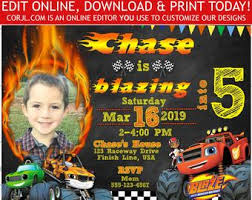 Edit blaze and the monster machines invitations. Custom Blaze Invite Etsy