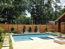 Plants will screen off unattractive views or create privacy. Landscaping Services Pool Landscape Design Houston Spring Kingwood Katy Outdoor Perfection