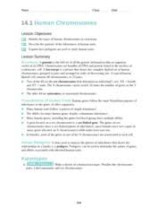 Biologists can begin to answer. 14 1 Human Chromosomes Name Class Date 14 1 Human Chromosomes Lesson Objectives Identify The Types Of Human Chromosomes In A Karotype Describe The Course Hero