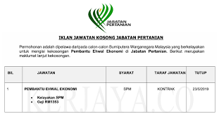 Jawatan kosong terus ke email anda, daftar email dalam borang dibawah untuk makluman, terdapat beberapa kekosongan jawatan yang dibuka untuk permohonan oleh pihak jabatan penjara malaysia. Jawatan Kosong Terkini Jabatan Pertanian Kekosongan Pembantu Ehwal Ekonomi Gred Spm Kerja Kosong Kerajaan Swasta