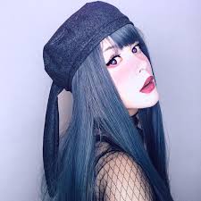 I've had pastel hair since jan 2014. Blue Gray Long Straight Fluffy Wig Yv40472 Youvimi