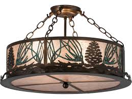 Mounting hardware and detailed instructions are included for an easy installation Meyda 22 Wide Glass Rustic Lodge Semi Flush Mount My191691