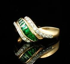 cei signed fine natural 1 20ctw colombian emerald diamond 14k gold amoro ring