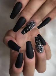 Matte Black Acrylic Nail Ideas 23 Matte Black Coffin Nail Ideas Trend In Cool 2 Coffin Shape Nails Black Coffin Nails Black Nail Designs
