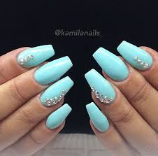 Aqua Blue Aqua Nails Rhinestone Nails Blue Nail Designs